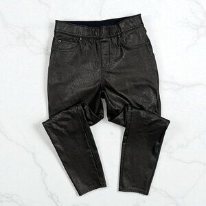 Spanx Vegan Faux Leather Like Skinny Ankle Pants Size Small Petite Pull On 20282